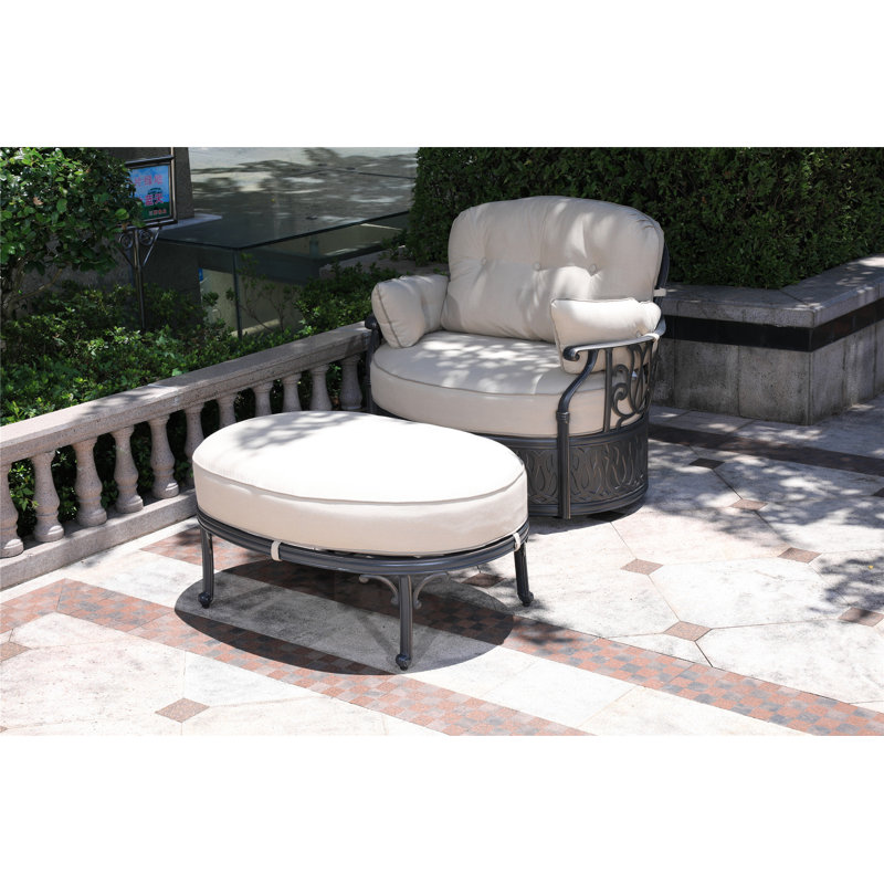 Charlton Home® Ubaid Swivel Patio Chair with Sunbrella Cushions and